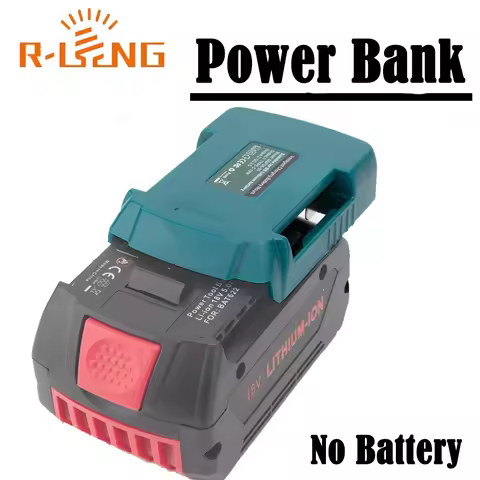 Power Bank For Bosch 18V BAT609 BAT610G Battery Charger With USB Type-C Holder Adapter Fast Charging