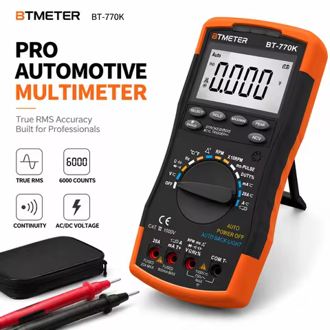 BT-770K Automotive Digital Multimeter, True RMS AC/DC Voltage & Current Tester, 6000 Counts Auto-Ran