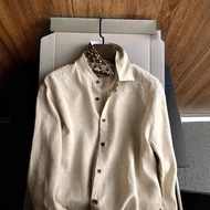 Old Money Style Cashew Pattern Imitation Long-Sleeved Shirt Men's Lightweight Breathable Cool Feelin