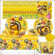 YT1 Mario Bowser Party decorations tablecloth tableware disposable fork spoon plates TY1