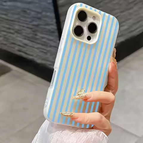 Luxury Blue White Striped Case For Google Pixel 10 5G Pixel 9 Pro XL 8 Pixel 7A 8A 8 7 Pro 5G Candy 