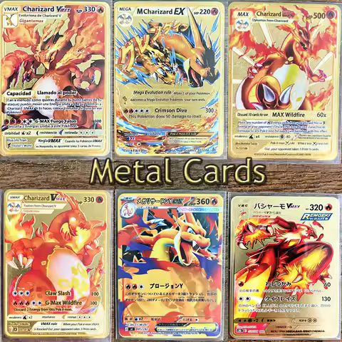 DIY Metal Card English Golden Arceus Charizard Super Lehiram Anime Collectibles Kids Gift Game Colle