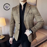 Dark Style Korean Version Slim-fit Suit Meteor Shower Line Checkered Suit Jacket DX20PG9148 16X6 Hos