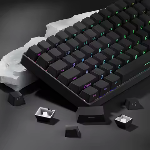 133+ Key Black Side-lit Shine Through Backlit keycaps PBT Double Shot Keycaps OEM Profile for MX Swi