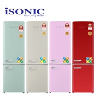 Isonic Double Door Vintage Refrigerator - Creamy White/Light Green/Red/Pink IDR-BCD261LH