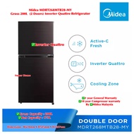 Midea Inverter Quattro Refrigerator MDRT268MTB28-MY 2 Door Inverter Refrigerator (Gross 200L) - 4 Star Energy Saving