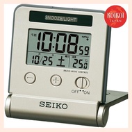 Seiko Clock Alarm Clock Traveler Radio Wave Digital Auto Light Calendar Temperature Display Gold Color SQ772G SEIKO