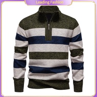 Bullker Men Sweater Half-zip Knit Sweater for Men Mens Color Block Half-zip Sweater Trendy Half Turt
