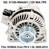 Alternator ALM1981 11176N 31100-RNAA01 90A 12V 7PK for Honda Civic FD FA FN FK FR-V R18A1 R18A2 1.8L