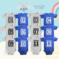 Personalized jersey monthly onesie ( baby onesie monthly milestone customized onesie cotton )