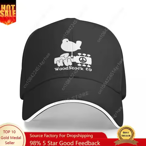 Fashion Woodstock 3 Days Peace ' Music Colorful Logo Guitar Bird Baseball Cap Woodstock 1969 Male Br