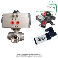 Actuator Ball Valve 3 Way Type L Port Single Acting Size 1/2 Inch