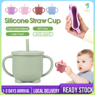 【COD】Silicone Straw Cup Baby Drinking Cup Baby Learning Silicone Sippy Cup Toddlers Kids Training Mug with Handle Cawan Budak Free BPA Baby Bottle Baby Drinking Cup