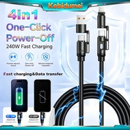 KEBIDUMEI NEW240W Quick Charge Cable with ON/OFF Switch 1.5m 4-in-1 USB-A Type-C Input to Type-C Lig
