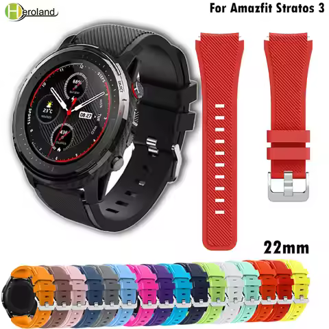 22MM silicone watch band for huami Amazfit Stratos 3 sport replacement Watch Bands for huami Amazfit