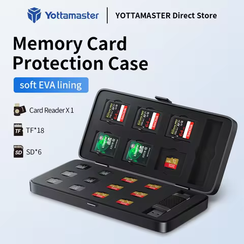 Yottamaster Holder 6SD+18TF Protector Storage Box Dustproof & Shockproof Memory Card Case Micro SD C