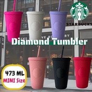 【Mini Size 473ml 】Limited Starbucks Tumbler Reusable Straw Cup Ins Style Limited Frosted Durian Series Diamond Studded Cup