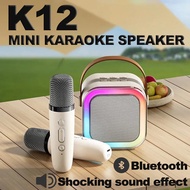 K12 Mini Karaoke Wireless Bluetooth Speakers with Dual Microphone Karaoke Speaker Portable 3D Stereo Amplifier party KTV Equipment Audio