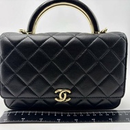 Chanel 握把 WOC 黑金羊皮包