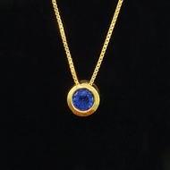 จี้พลอยของแท้ พลอยไพลินบางกะจะจันทบุรี(BLUE SAPPHIRE) ตัวเรือนเงินแท้ 92.5% ชุบทอง พลอยแท้จากประเทศไ