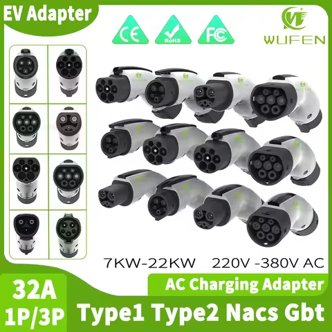 WUFEN For 4 Standard EV Charger Adapter Type 1/Tesla to Gbt Converter 7kw Type 2/gbt to J1772 Adapte