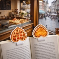 Set of 2 Bookmark Models Magnetic Book Clips Convenient Bookmarks Waffles and Egg Tarts
