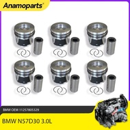 6 x Piston with Ring For BMW N57 N57D30A X5 XDRIVE F31 F30 F80 E90 F34 F31 330 D 3.0L 3.0 L OEM 1125