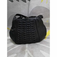 Black Kiss Lock Leather Shoulder Bag
