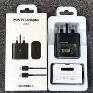 Original Samsung 25W Fast Charger UK PD 3.0 Plug Power Travel Adapter with 3A USB Type-C to Type C W