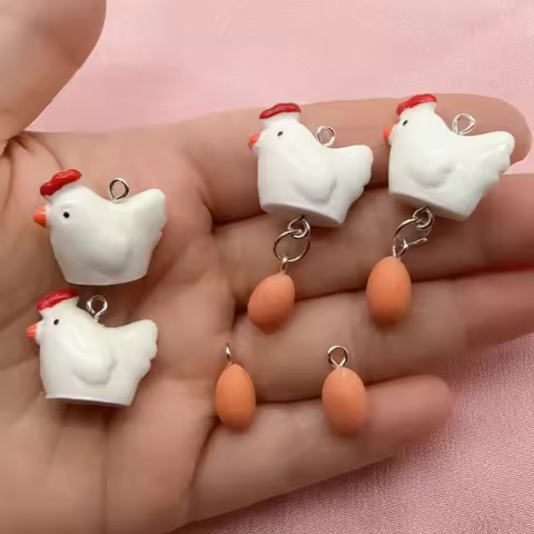 10pcs Resin Cute Mother Chicken Egg Pendant, DIY Jewelry Earrings Keychain, Jewelry Accessories