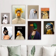 Funny Memes Pathetic Duck Buiness Suit Ducks Posters Canvas Painting Dog Animal Wall Picture Print Room Home Decoration