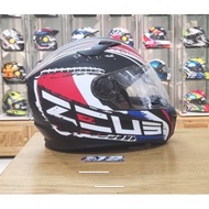 Helm Full Face Zeus 813 A Matt Black AN13 Red