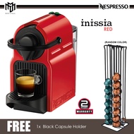 [FREE CAPSULE RACK - RANDOM COLOR] Nespresso C40-ME-RE-NE Inissia Fully Automatic Capsule Espresso Coffee Pod Machine (Ruby Red) - C40MERENE