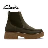 Clarks Womens Linoso Top Chelsea Boots - Dark Green Nubuck