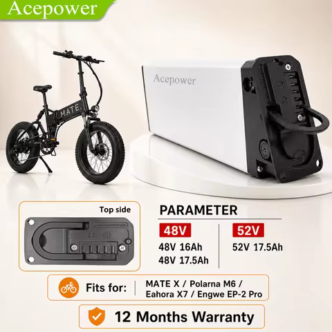 Battery for Engwe EP-2 Pro MATE X E-bike 48V 13Ah 16Ah 17.5Ah 52V 48V Replacement Battery for Polarn