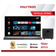 Aslii!!! POLYTRON LED TV 50 INCH ANDROID DIGITAL with SOUNDBAR UHD PLD
