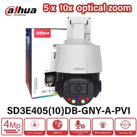 Dahua 4MP TiOC WizSense Network PTZ Camera 5x 10x Optical Zoom Full Color Two-way Talk Sound and lig