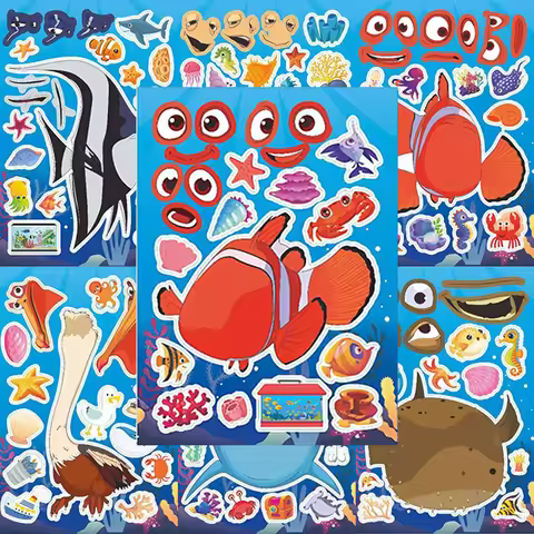 8/16sheets Disney Finding Nemo Cartoon Puzzle Stickers Make Your Own DIY Game Funny Party Game Assem