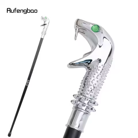 White Luxury Snake Cobra Green Eyes Fashion Walking Stick Party Decorative Walking Cane Elegant Cros