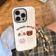 🖤ส่งจากไทยใน24ชม.🖤เคสไอโฟน 15 14 13 12 11 Pro Max เคส iPhone 11 แฟชั่น น่ารัก การ์ตูน หมี โซ่มุก เปลือกคู่ การป้องกันการตก Case