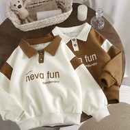 Long Sleeve Polo Collar Shirt for Boys and Girls Autumn and Winter Wear Large Size Children's Fashio