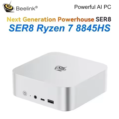 Beelink SER8 Pocket Mini PC Ryzen 7 8845HS 8C/16T DDR5 Windows 11 M.2 2280 PCIE 4.0 SSD 2.5G LAN Pro