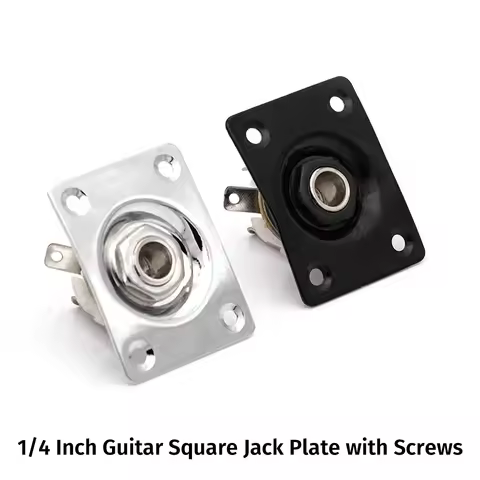 Metal Electric Guitar Square Jack Plate 1/4 Inch Output Socket Cup Metal Input Jack Plate with Screw