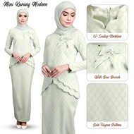 Baju Kurung Batik 2024 Baju Kurung Premium Gold Filigree rhombus lattice V-scallop Neck With Bow Bro