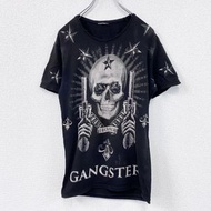 古著BLACK ROCK 短袖T卹，骷髏頭和水鑽印花，S碼