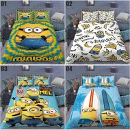 ❖♚﹉cadar minions Bedsheet  quilt cover  beddings fitted bedsheet Single/Super single/queen/king  kor