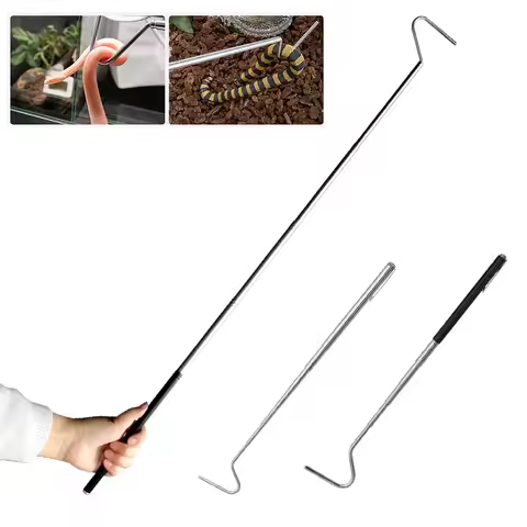 Portable Stainless Steel Snake Hook Adjustable Retractable Reptile Catcher Reptile Handling Snake Re