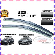 Mitsubishi Mirage / Mitsubishi Attrage Silicone Car Wiper Blade Set (22" + 14")