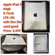 Apple iPad 4 64gb 9.7inch LTE /4G with Sim Slot used good Price: 3,499