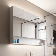 Smart Bathroom Mirror Cabinet Separate Wall-Mounted Bathroom with Light Defogging Cosmetic Mirror Solid Wood with Shelf